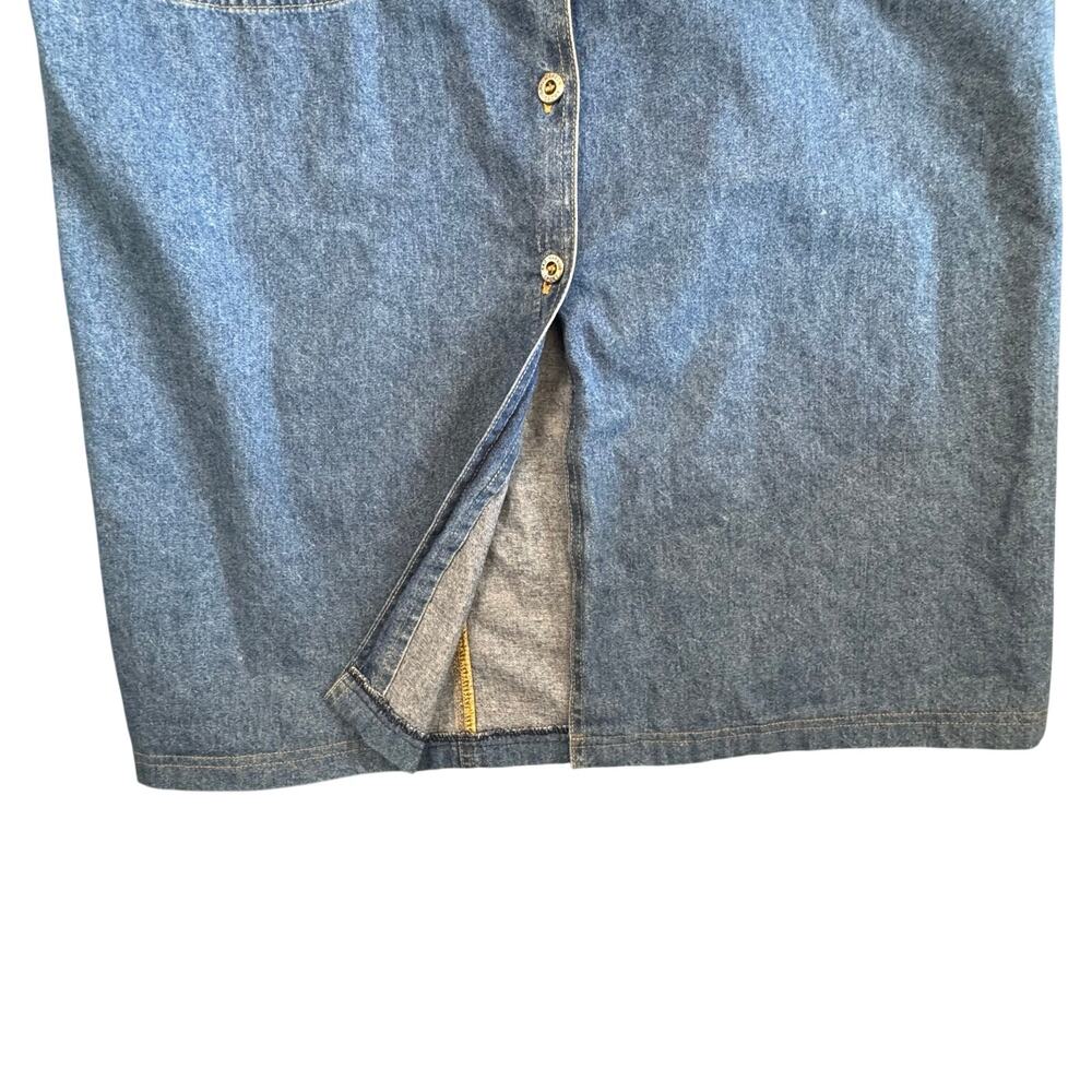 Vintage Sag Harbor Denim Dress Women's Sleeveless Button Front Cotton Pockets-XL - Picture 5 of 10